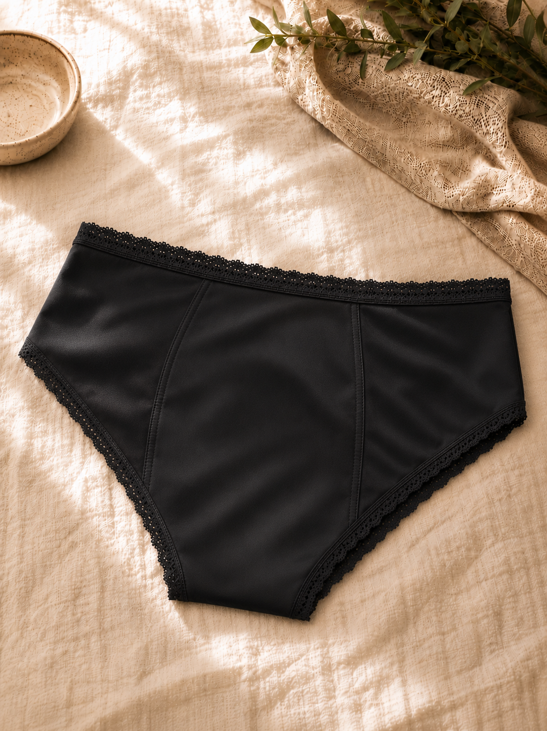 Period Proof Underwear Black Smooth Satin-touch fabric 3PK