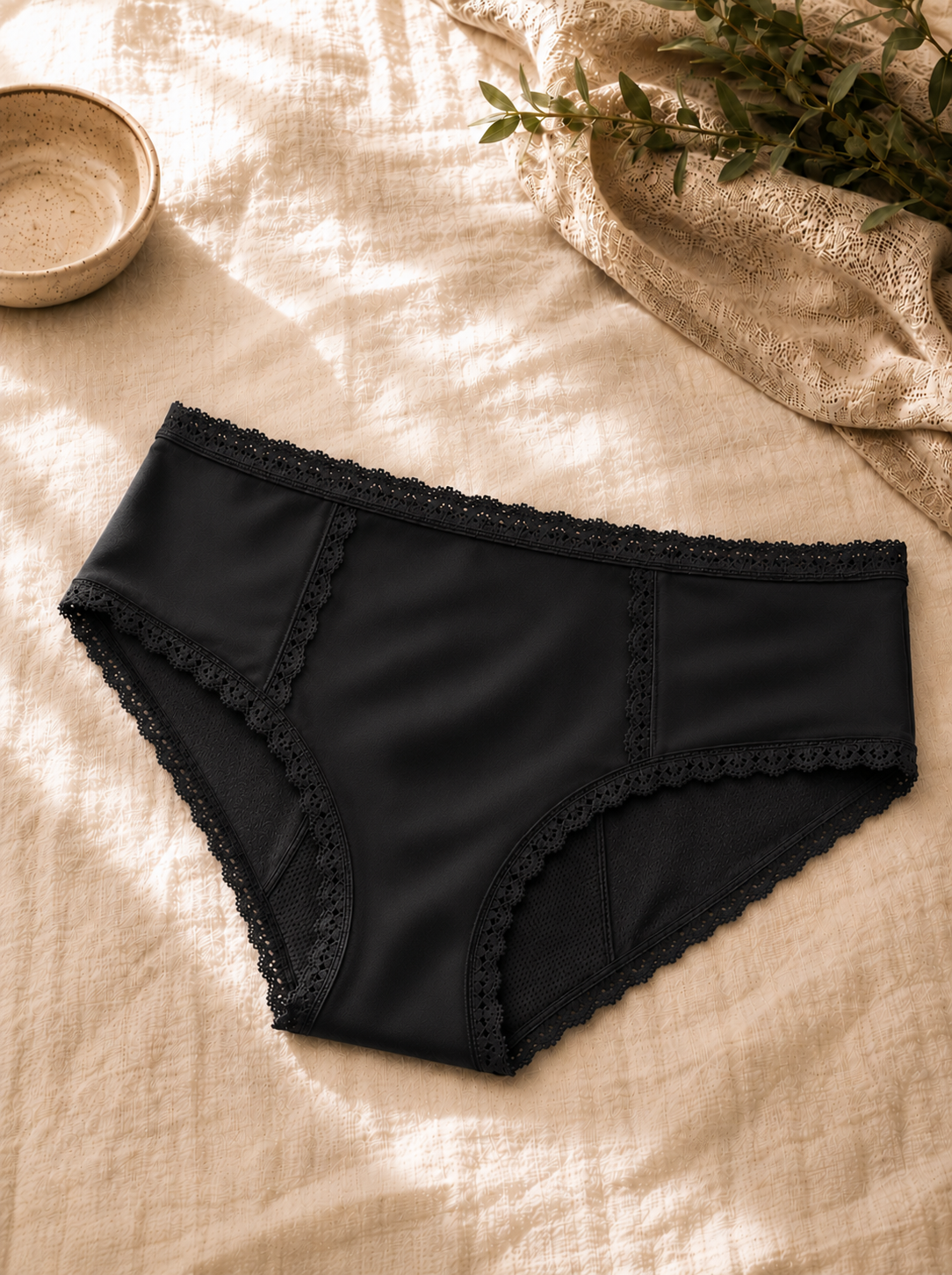 Period Proof Underwear Black Smooth Satin-touch fabric 3PK